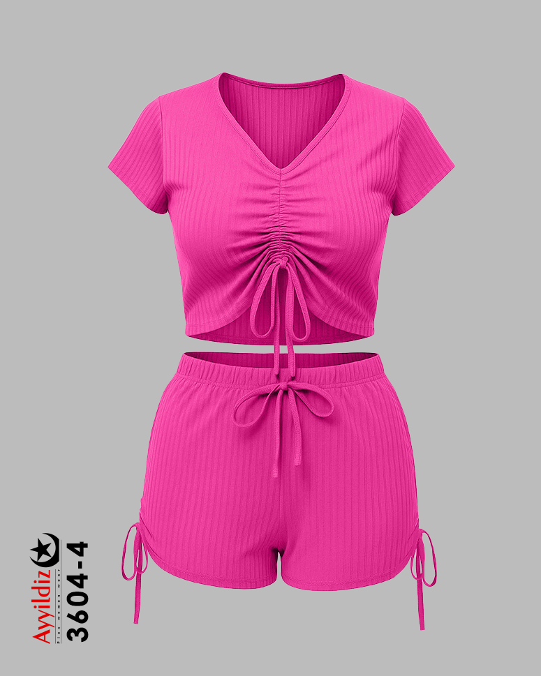 تاپ شورت سایز بزرگ زنانه کد 3604 صورتی