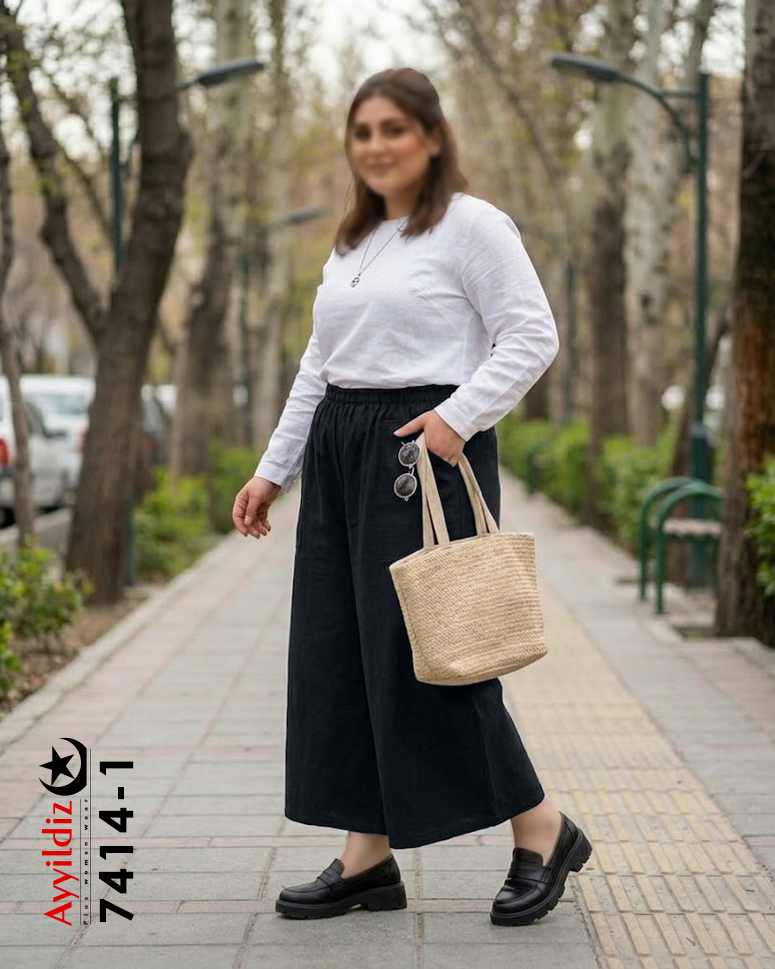 دامن شلواری سایز بزرگ زنانه کد 7414