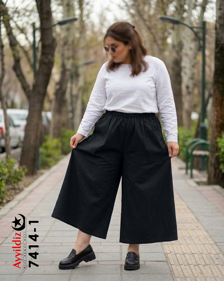 دامن شلواری سایز بزرگ زنانه کد 7414