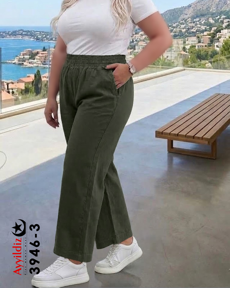 شلوار راسته سایز بزرگ زنانه کد 3946