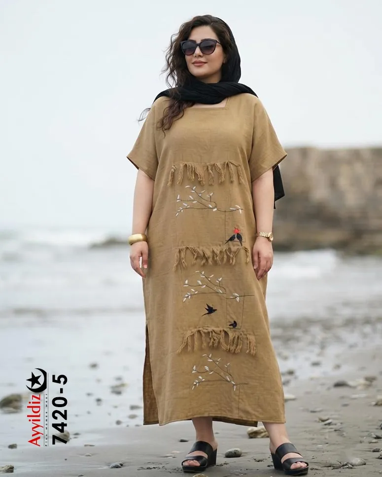 کفتان الیاف سایز بزرگ زنانه کد 7420