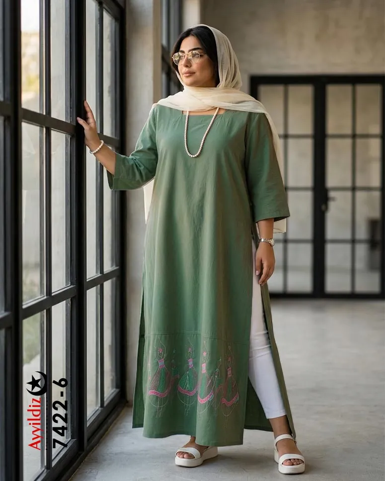 کفتان الیاف سایز بزرگ زنانه کد 7422