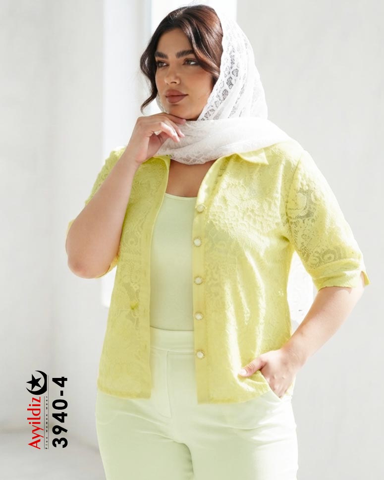 شومیز گیپور سایز بزرگ زنانه کد 3940