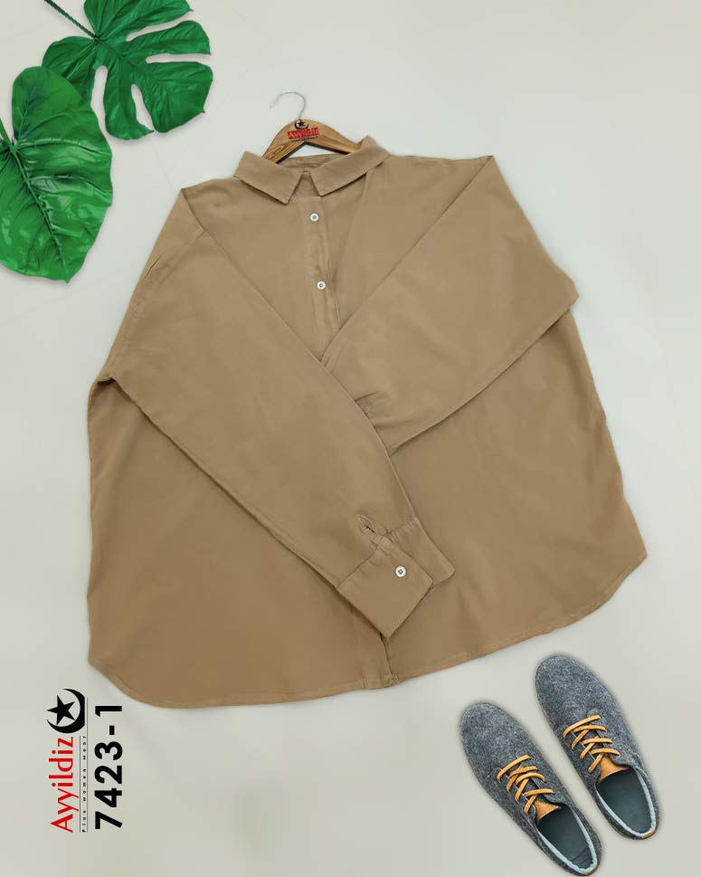 شومیز مانتویی سایز بزرگ زنانه کد 7423