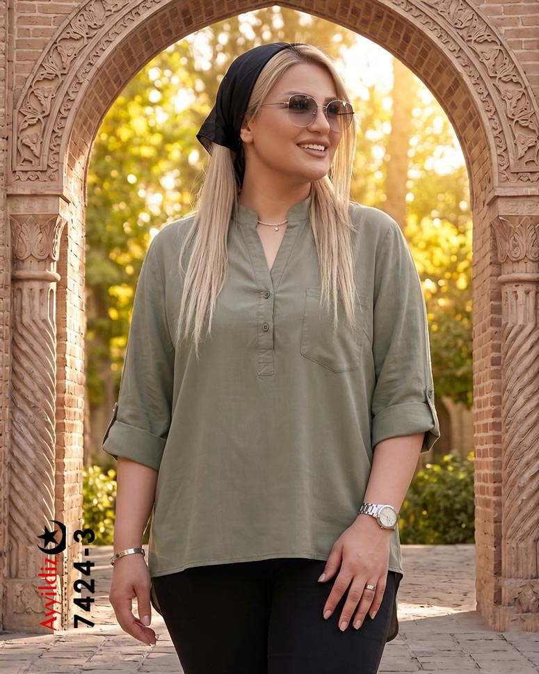 شومیز ترند سایز بزرگ زنانه کد 7424