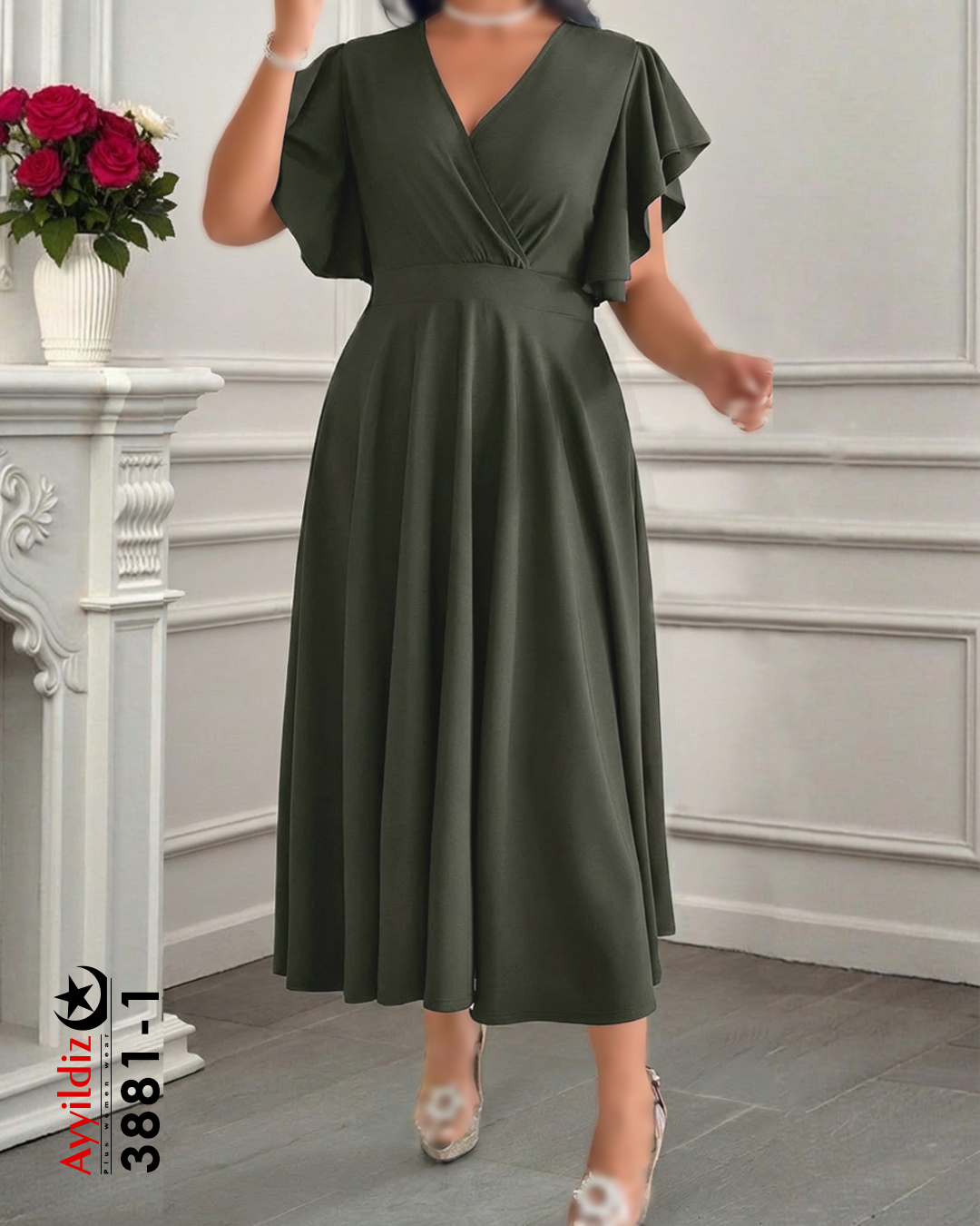 پیراهن بلند مجلسی سایز بزرگ زنانه کد 3881