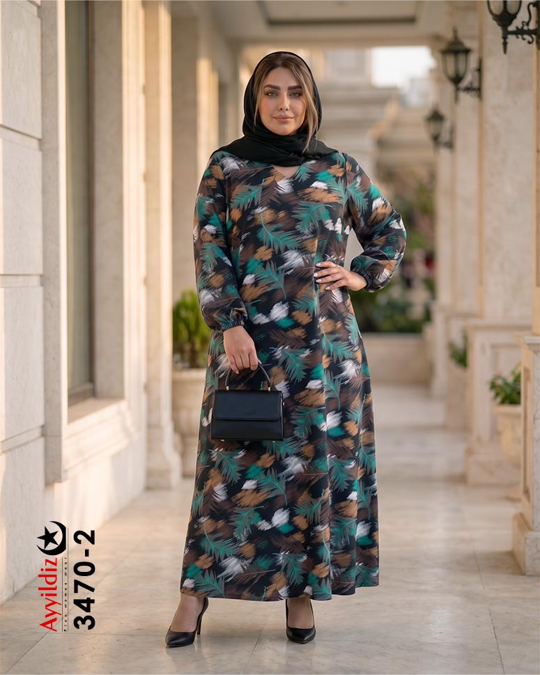 پیراهن نخی سایز بزرگ زنانه ک 3470