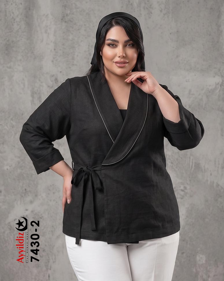 کت گرهی سایز بزرگ زنانه کد 7430