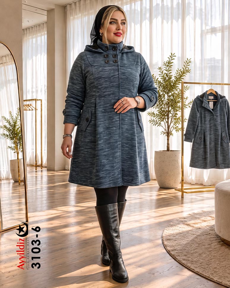پالتو زنانه ضخیم سایز بزرگ کد 3103
