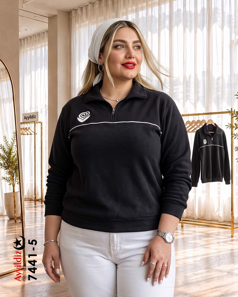 هودی کوتاه سایز بزرگ زنانه کد 7441