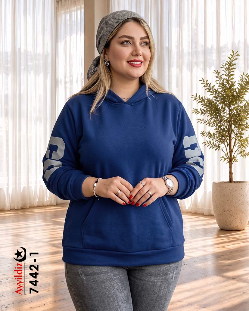 هودی کوتاه سایز بزرگ زنانه کد 7442