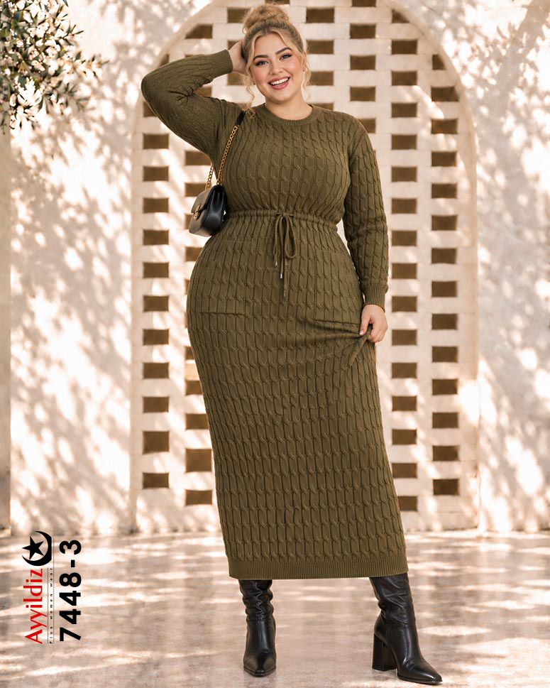 پیراهن بافت سایز بزرگ زنانه کد 7448