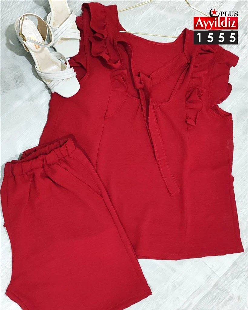 ست تاپ شلوارک سایز بزرگ ابروبادی کد 1555