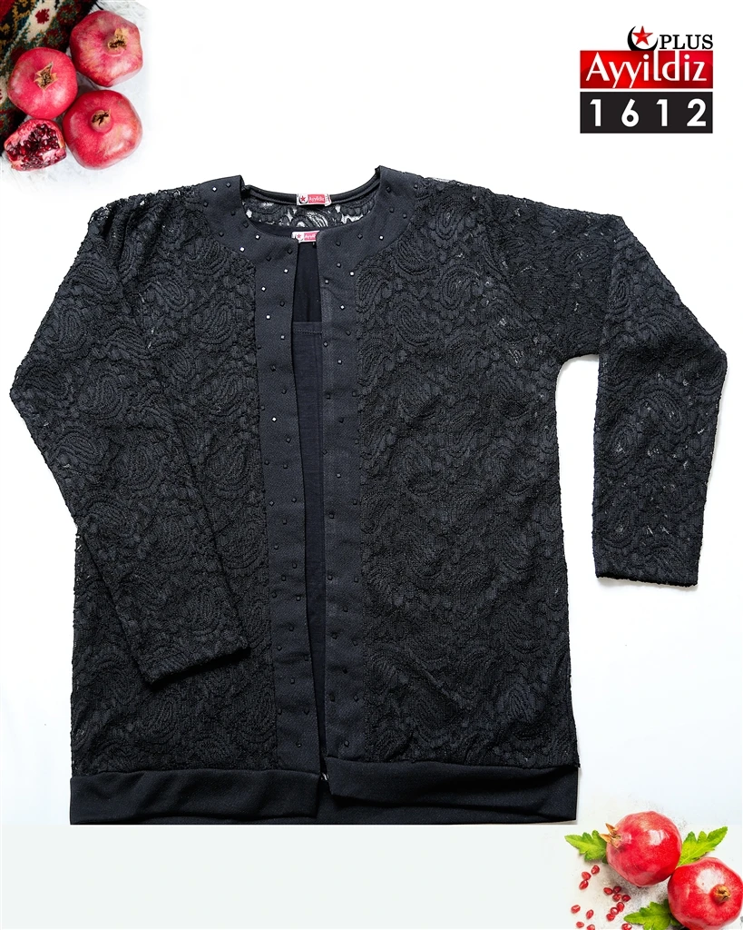 ست تاپ شومیز مجلسی سایز بزرگ کد 1612 مشکی