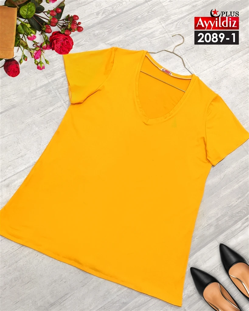 تیشرت سایز بزرگ زنانه نخ ویسکوز کد 2089