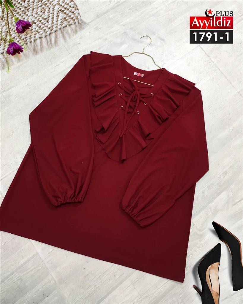 شومیز سایز بزرگ مجلسی کرپ کش کد 1791