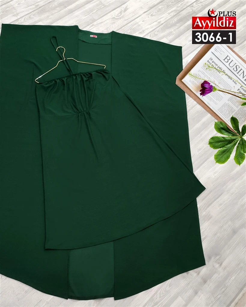 مانتو عبایی و تونیک دکولته سایز بزرگ زنانه کد 3066