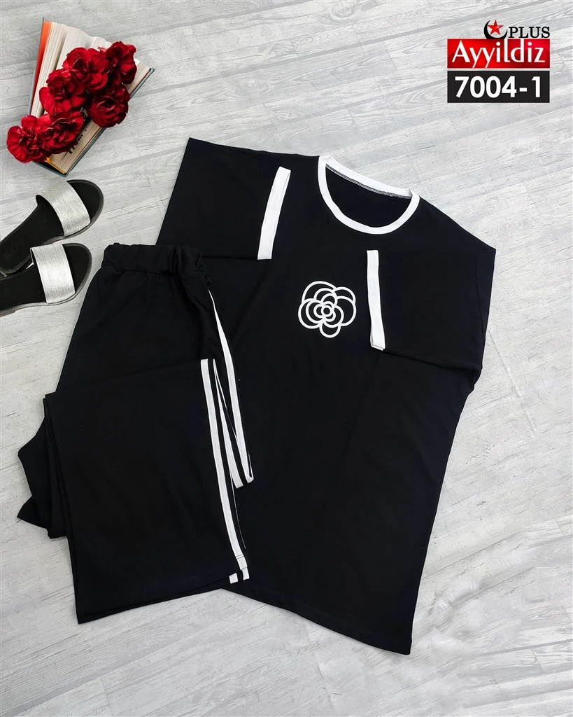 ست تیشرت شلوار سایز بزرگ نخ پنبه 100 در 100 کد 7004