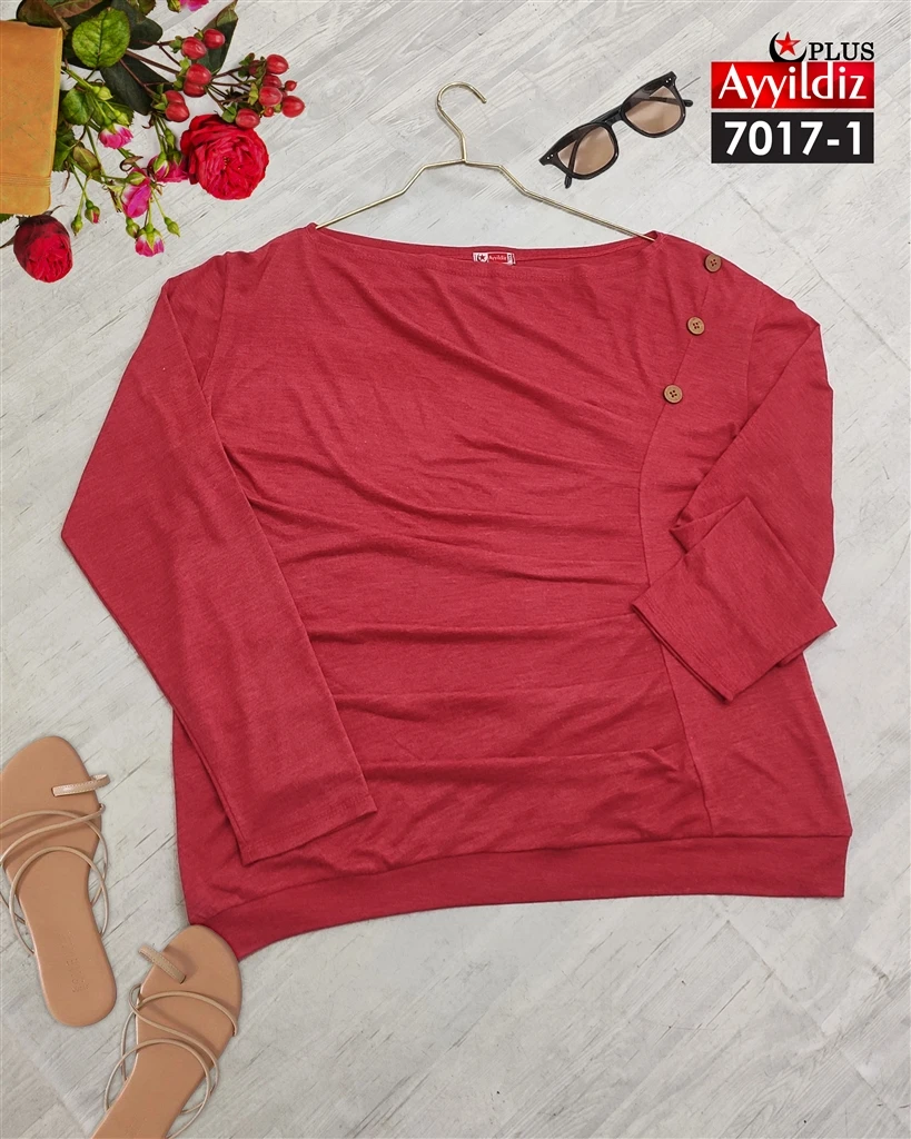 تیشرت سایز بزرگ زنانه نخ ویسکوز کد 7017