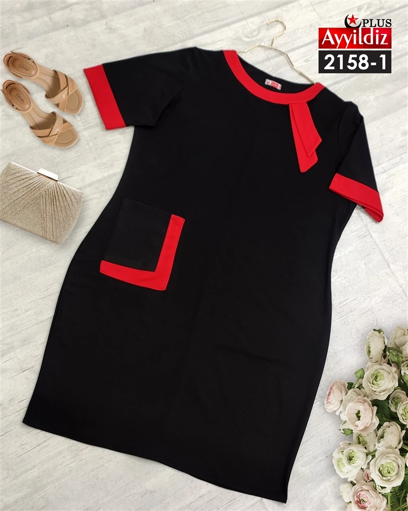 تونیک سایز بزرگ زنانه مجلسی کرپ کش کد 2158