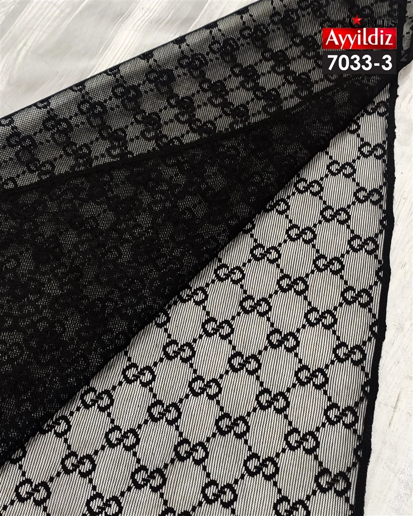 مینی اسکارف توری طرح چنل کد 7033-3 مشکی