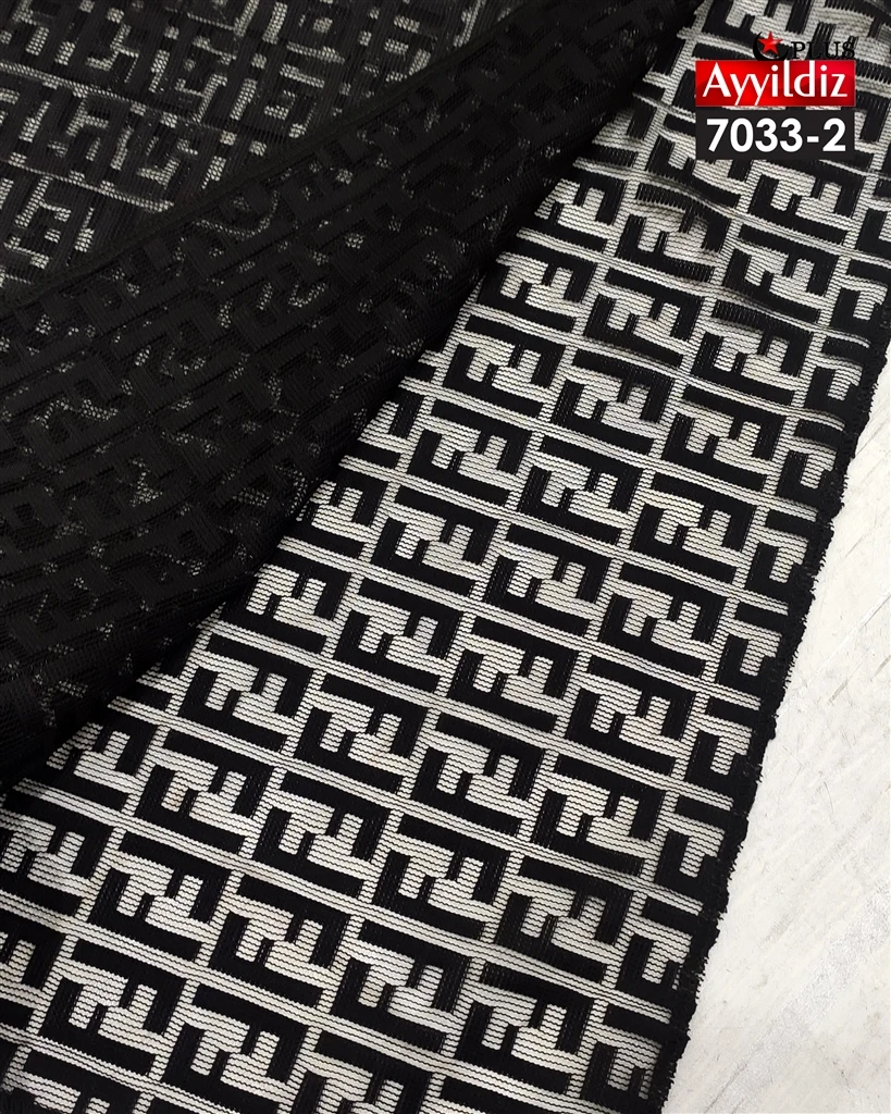 مینی اسکارف توری طرح فندی کد 7033-1 مشکی