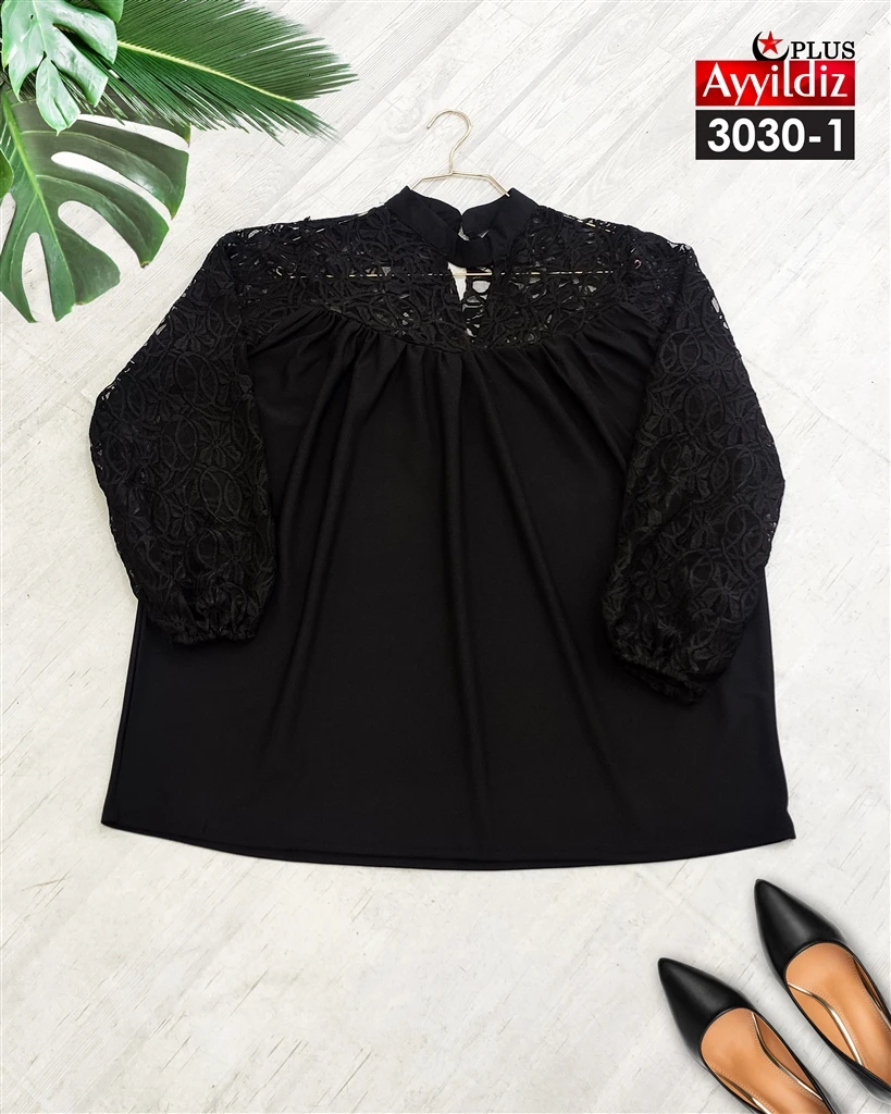 شومیز مجلسی سایز بزرگ کد 3030 مشکی