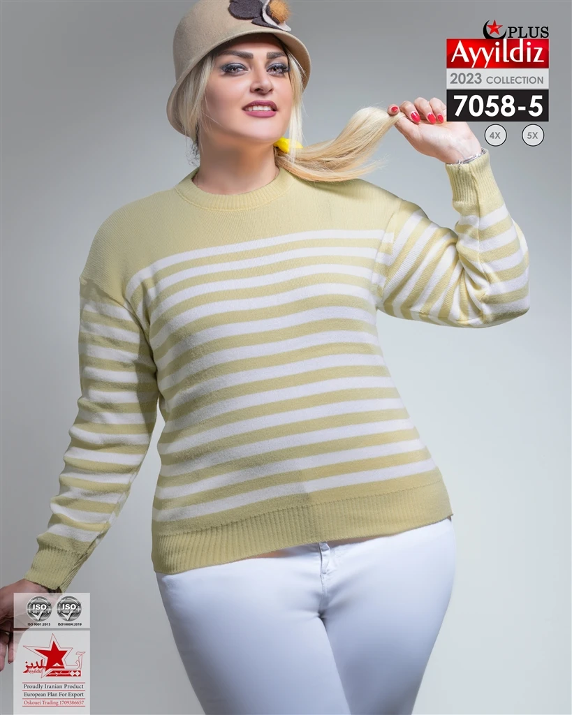 بلوز بافت سایز بزرگ زنانه کد 7058