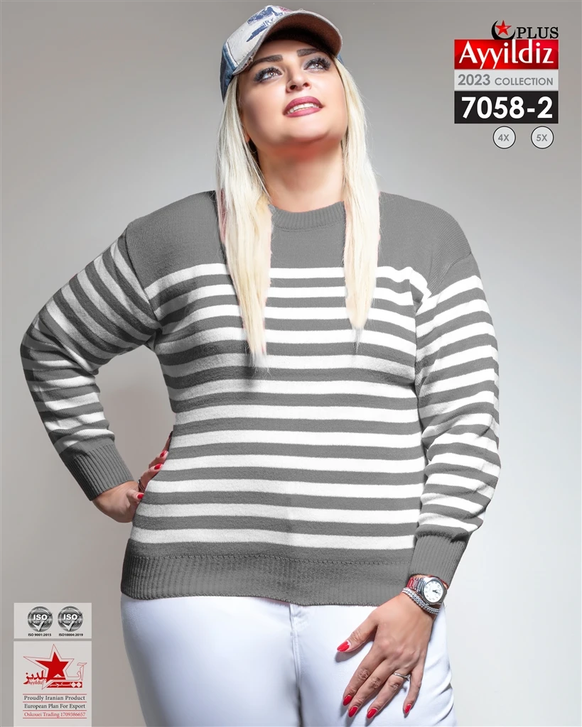 بلوز بافت سایز بزرگ زنانه کد 7058