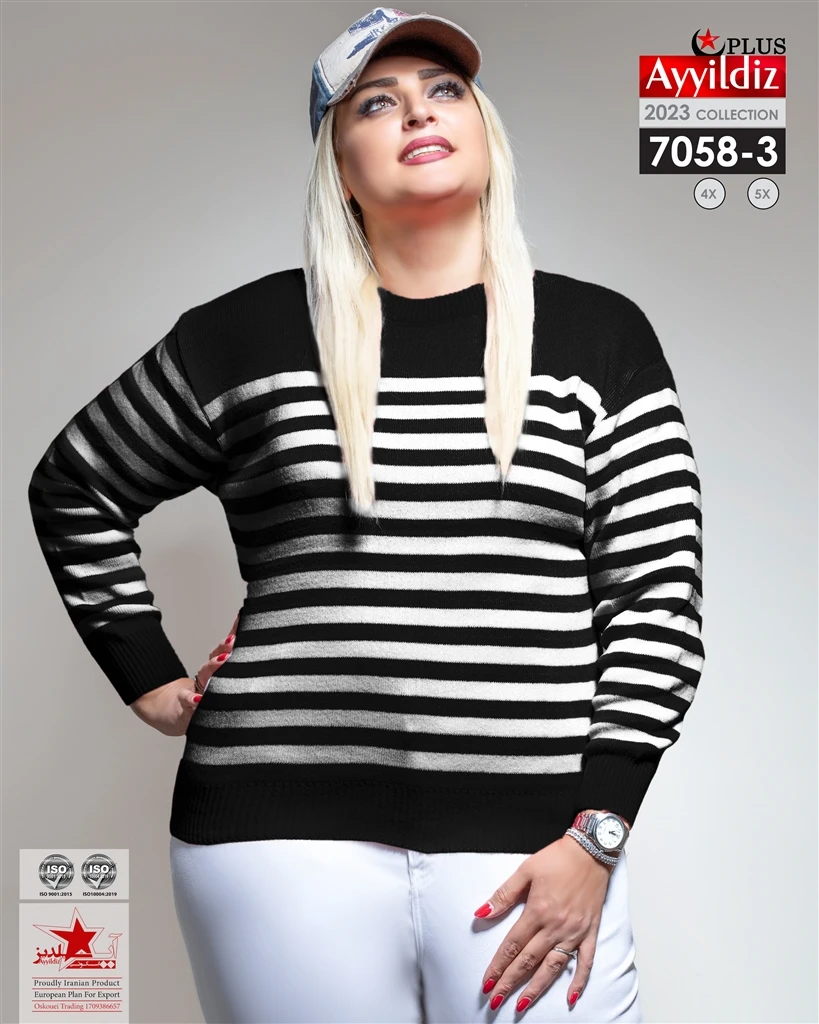 بلوز بافت سایز بزرگ زنانه کد 7058