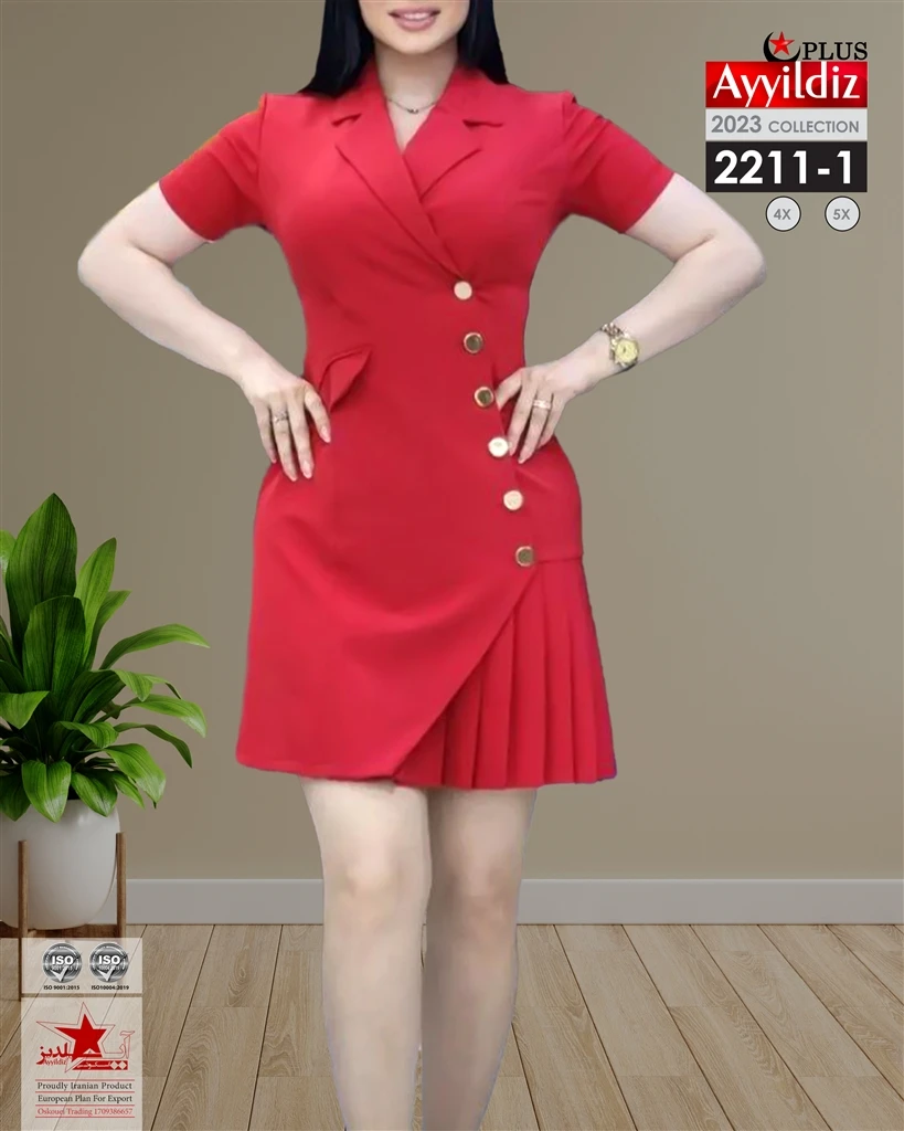 تونیک مانتویی مجلسی سایز بزرگ زنانه کد 2211