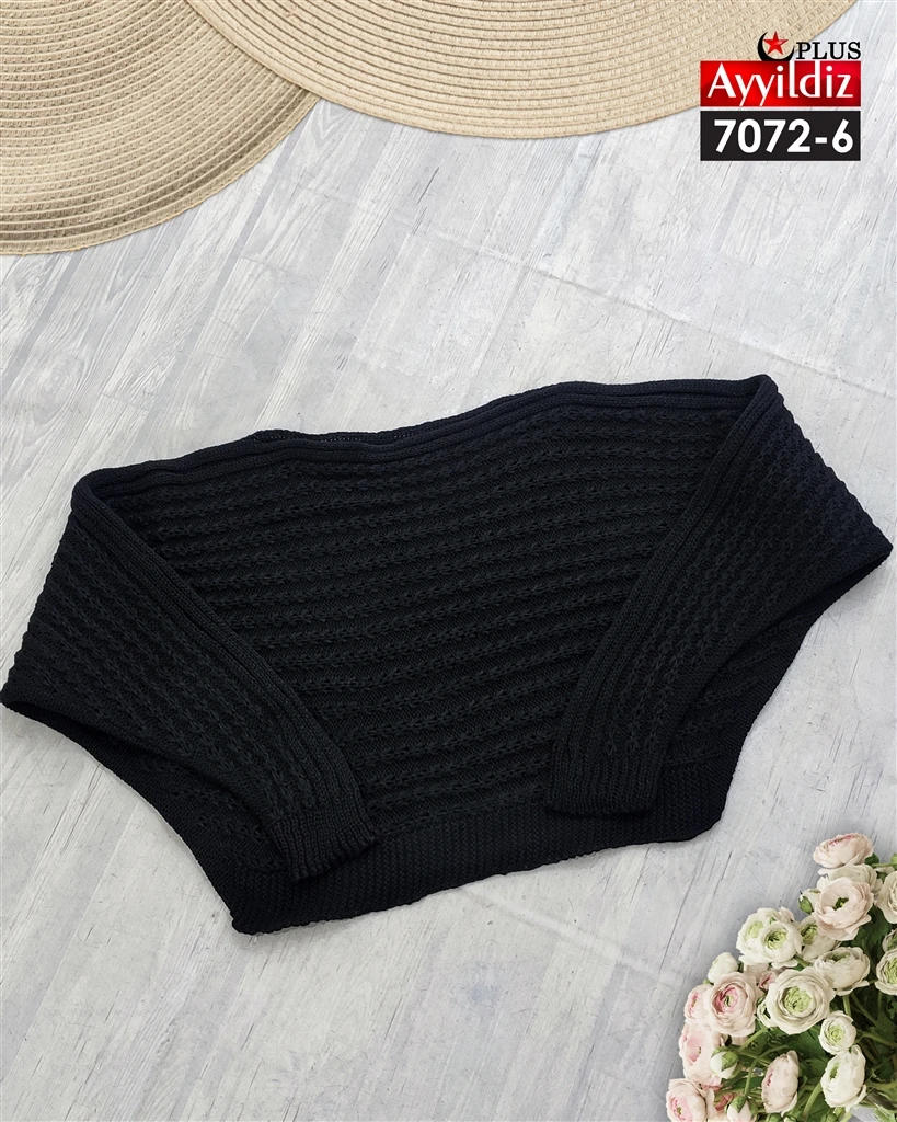 بلوز نیم تنه بافت سایز بزرگ زنانه کد 7072