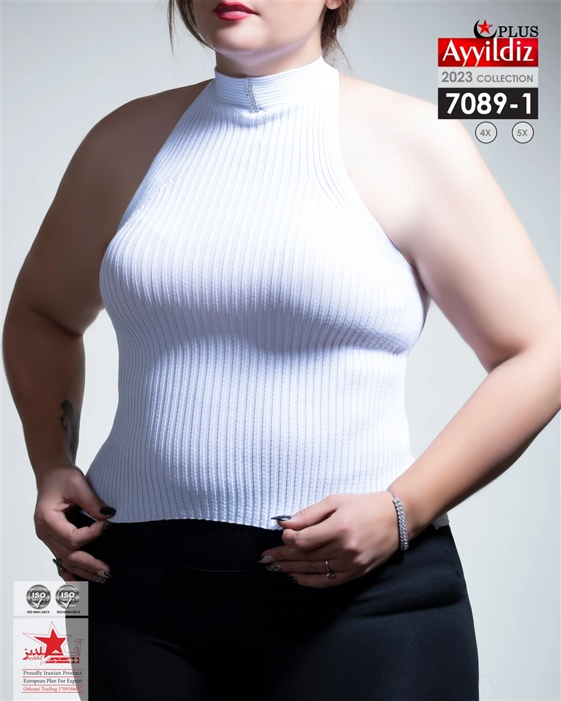 کراپ یقه اسکی سایز بزرگ زنانه کد 7089