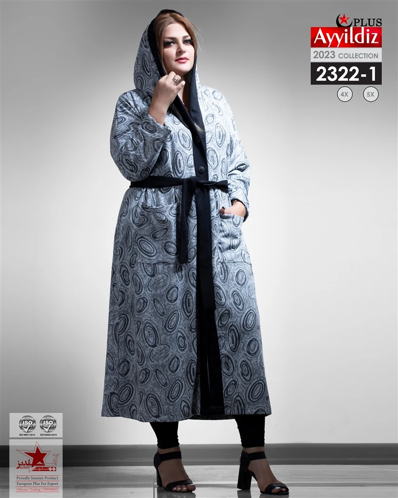 مانتو بلند جلو دکمه سایز بزرگ کد 2322