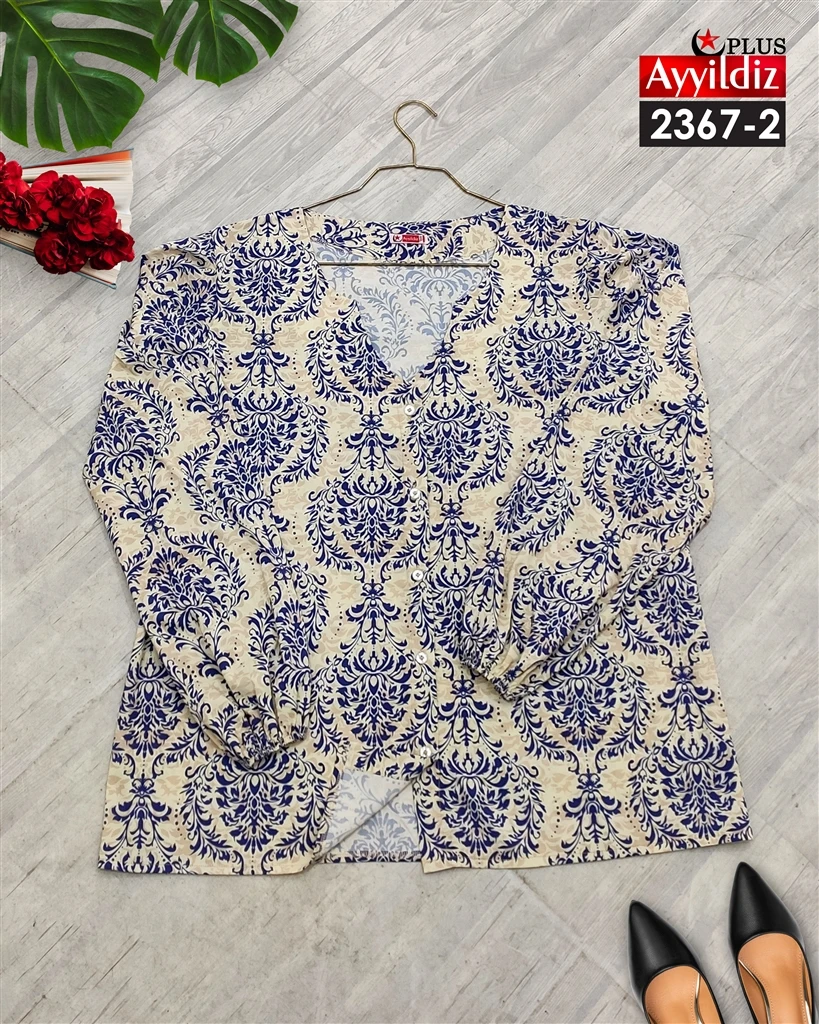 شومیز مجلسی جلو دکمه سایز بزرگ زنانه کد 2367