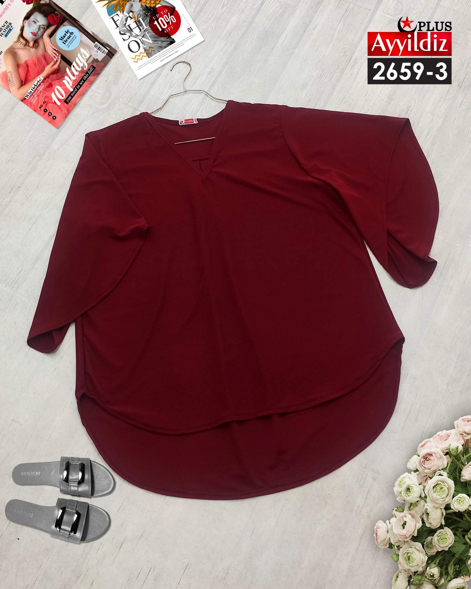 شومیز راحت سایز بزرگ زنانه کد 2659