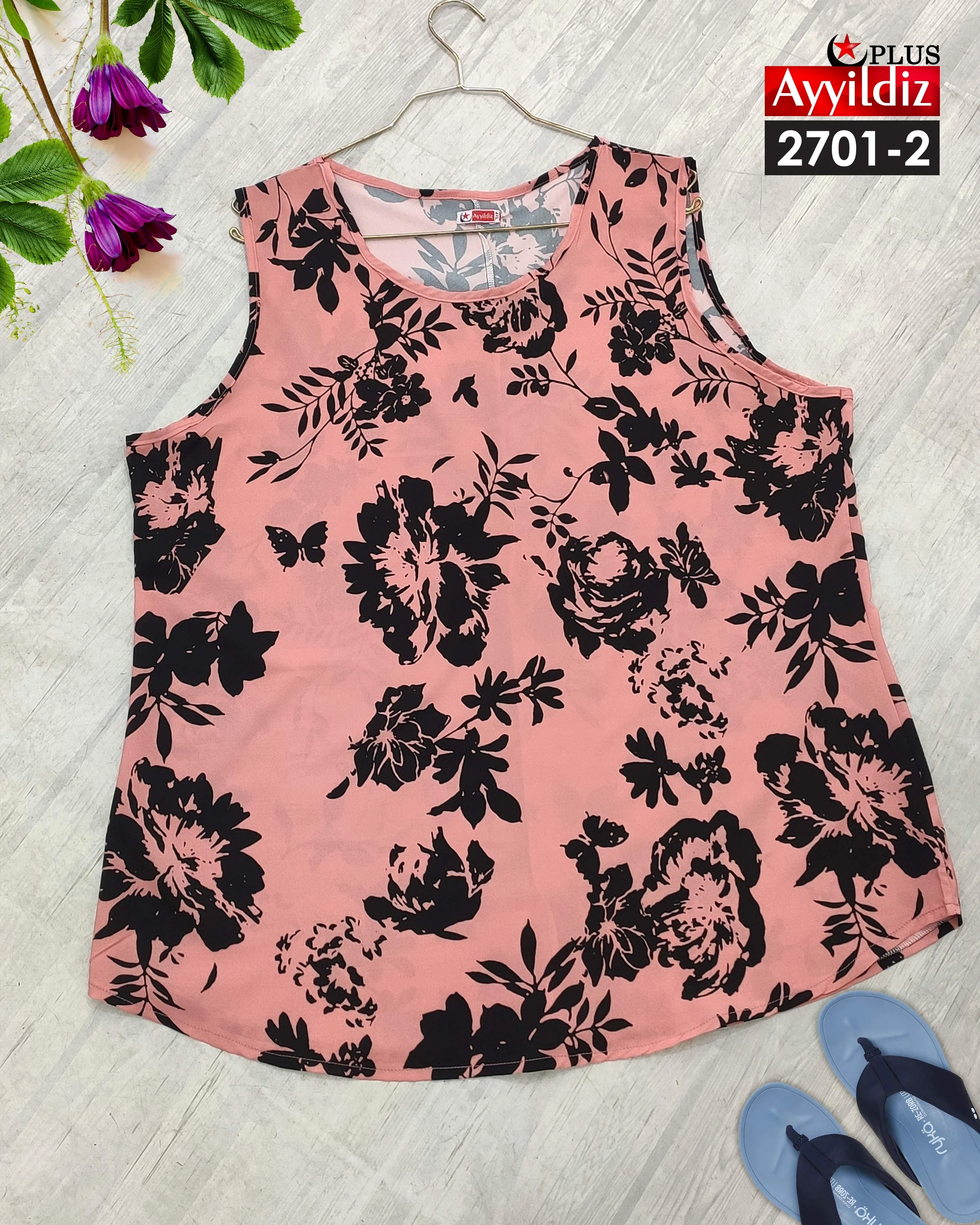 تاپ حلقه‌ای مجلسی یقه 7 سایز بزرگ زنانه کد 2701