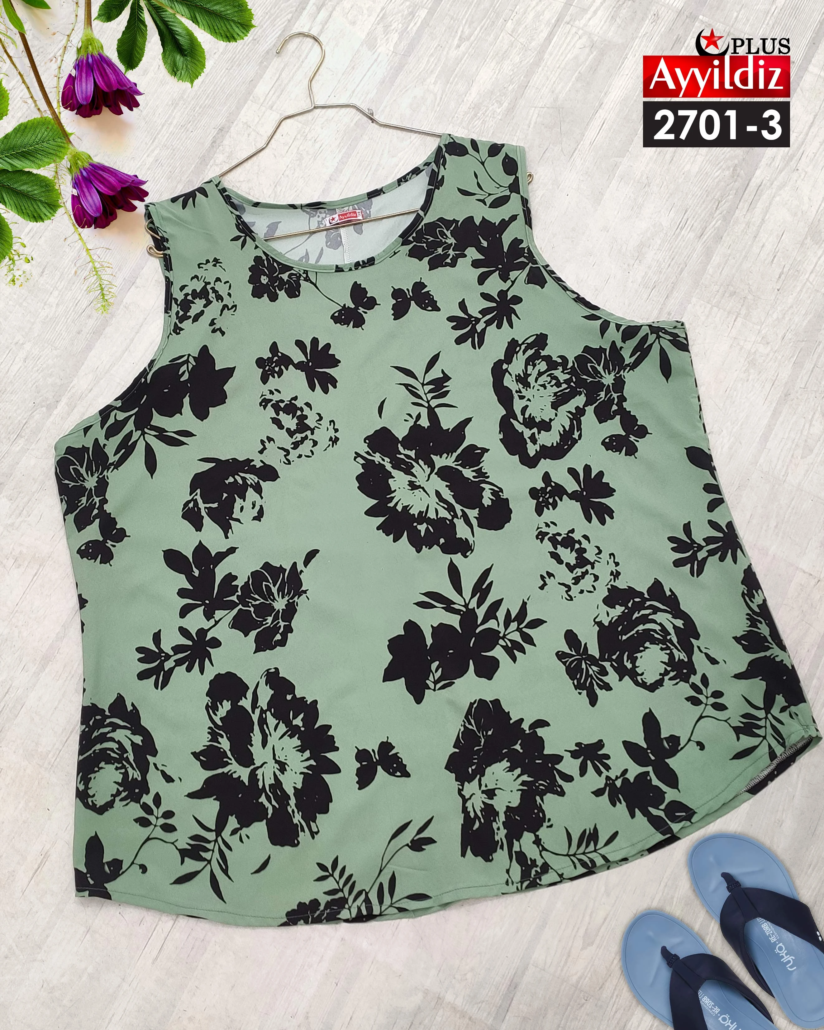 تاپ حلقه‌ای مجلسی یقه 7 سایز بزرگ زنانه کد 2701