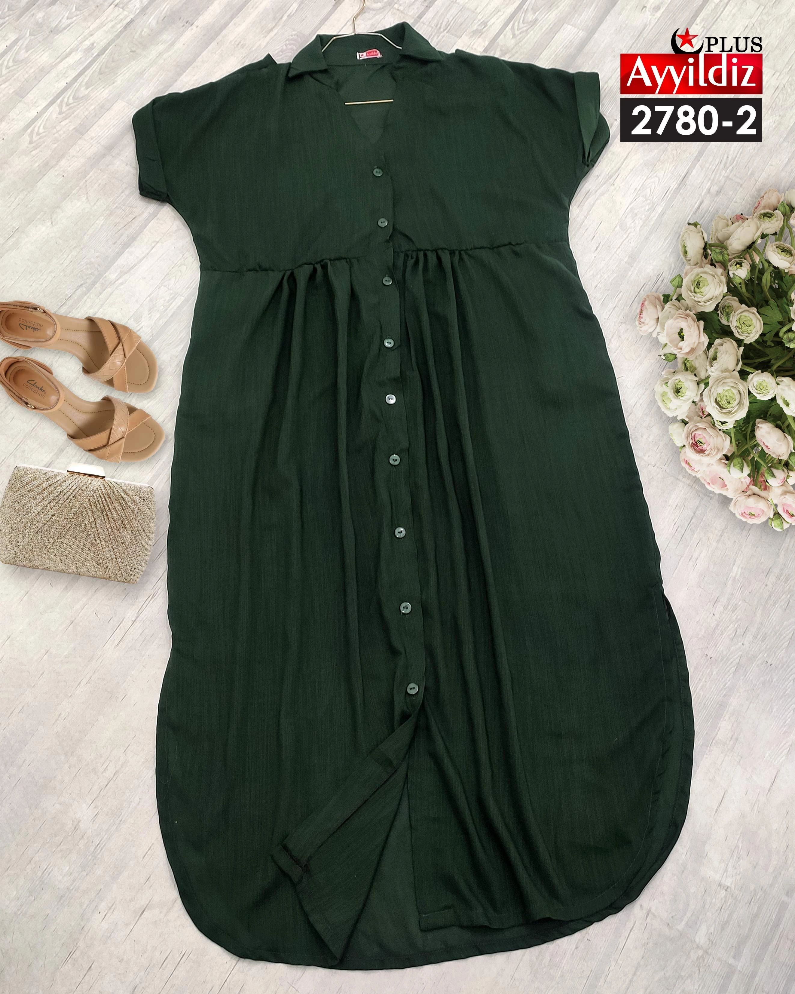 پیراهن نخی خنک سایز بزرگ زنانه کد 2780