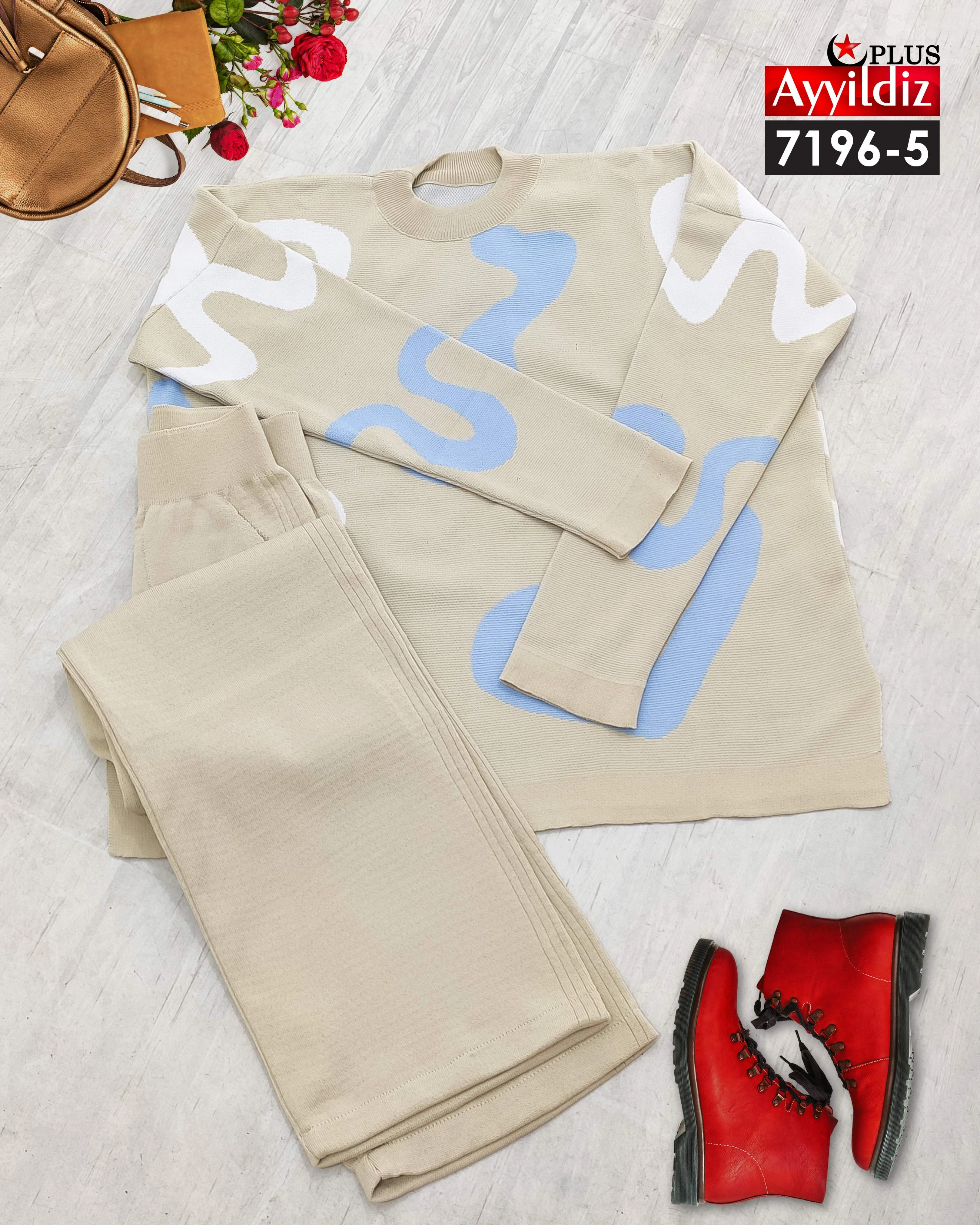 ست تیشرت شلوار بافت سایز بزرگ کد 7196