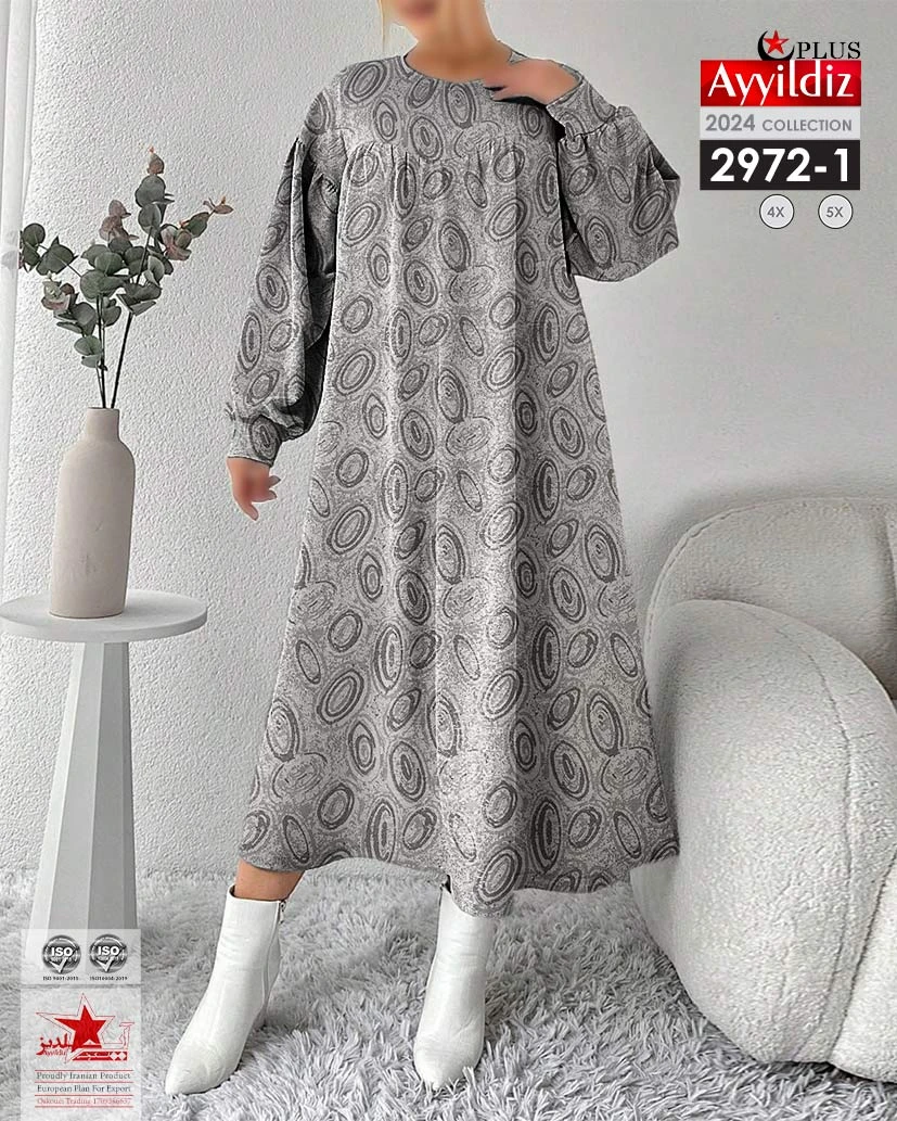 پیراهن کفتان بلند سایز بزرگ زنانه کد 2972
