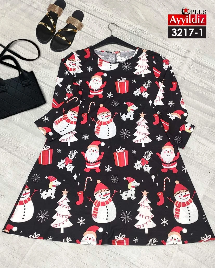 تونیک سایز بزرگ زنانه خاص کریسمس کد 3217