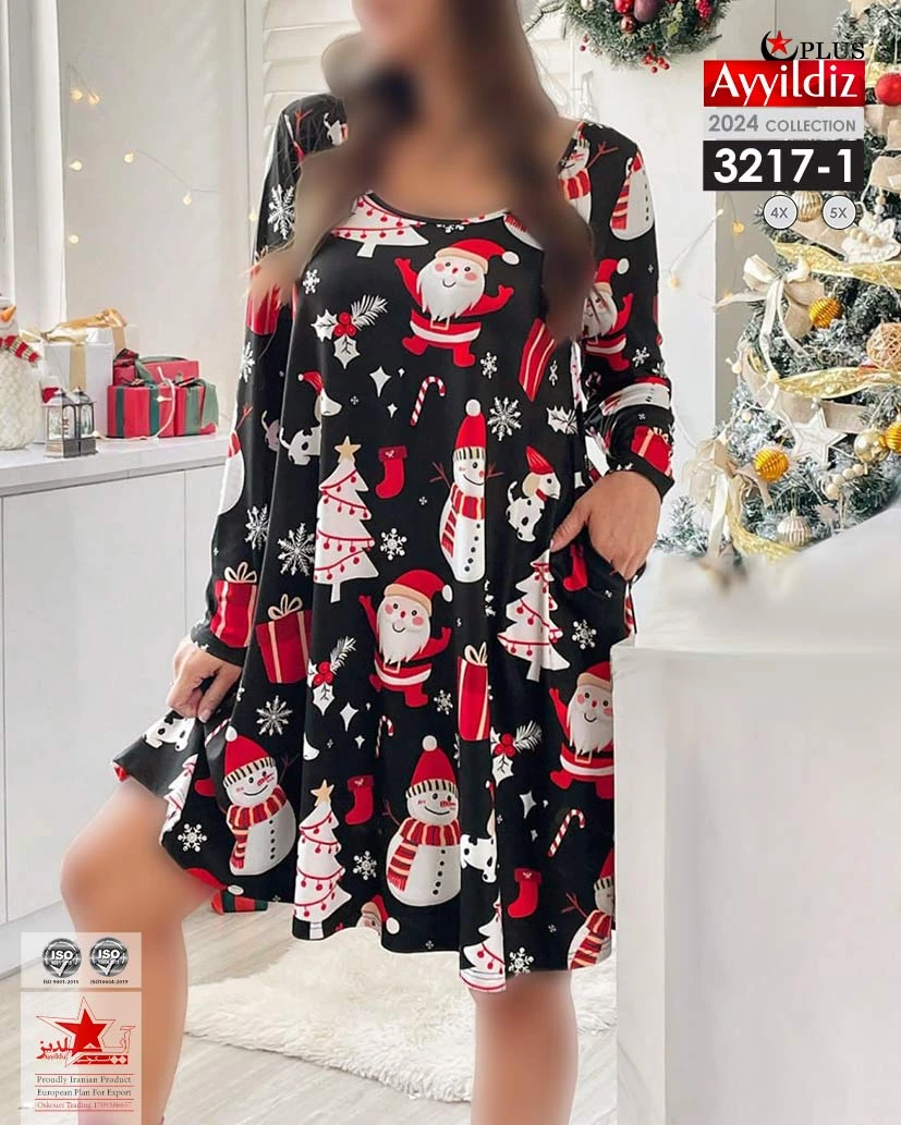 تونیک سایز بزرگ زنانه خاص کریسمس کد 3217