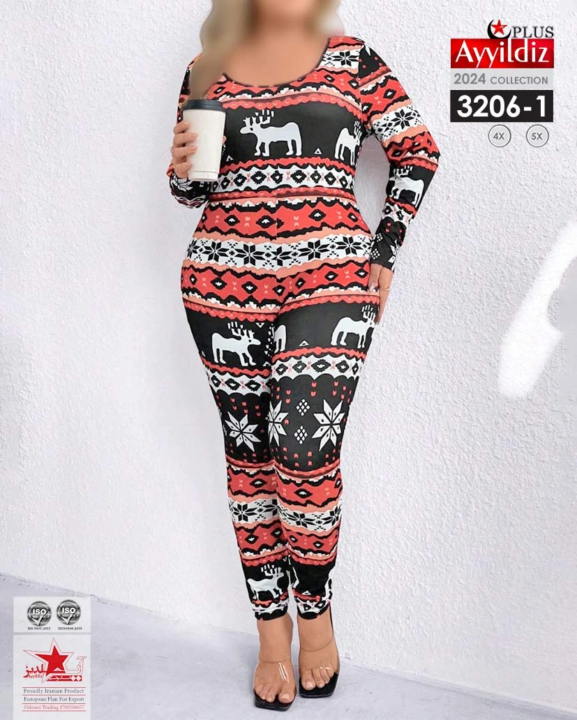 اورال سایز بزرگ زنانه طرح کریسمس کد 3206