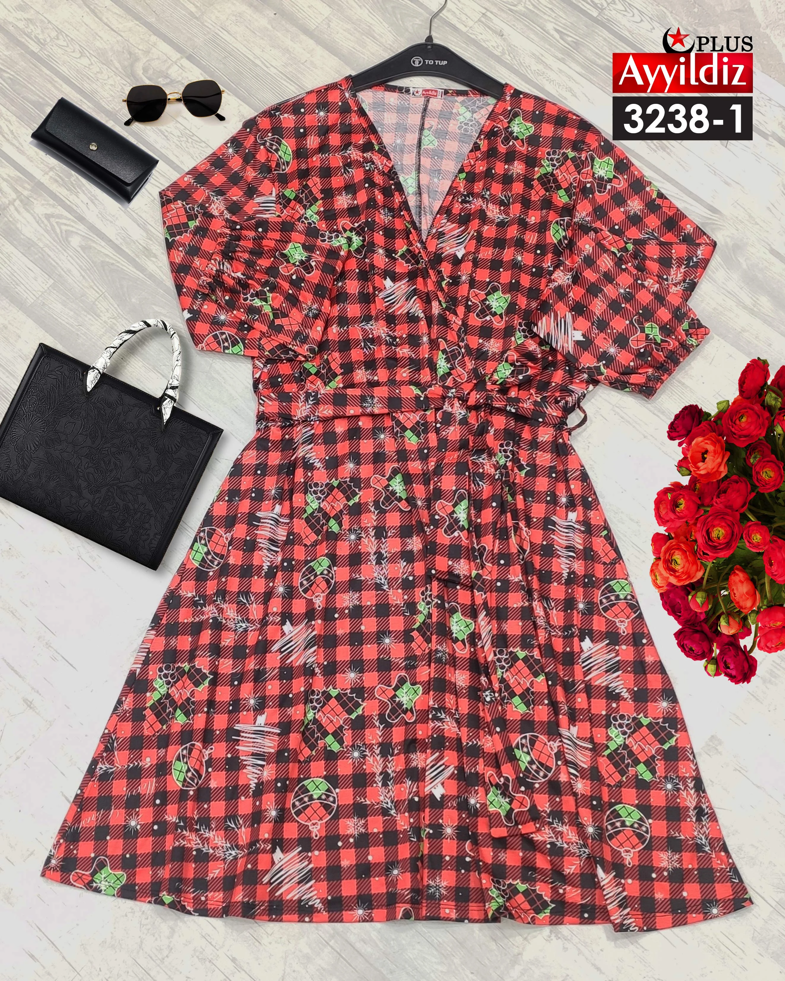 تونیک سایز بزرگ زنانه کریسمس کد 3238