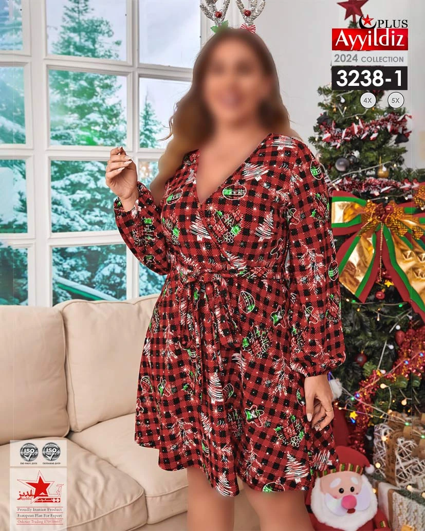 تونیک سایز بزرگ زنانه کریسمس کد 3238