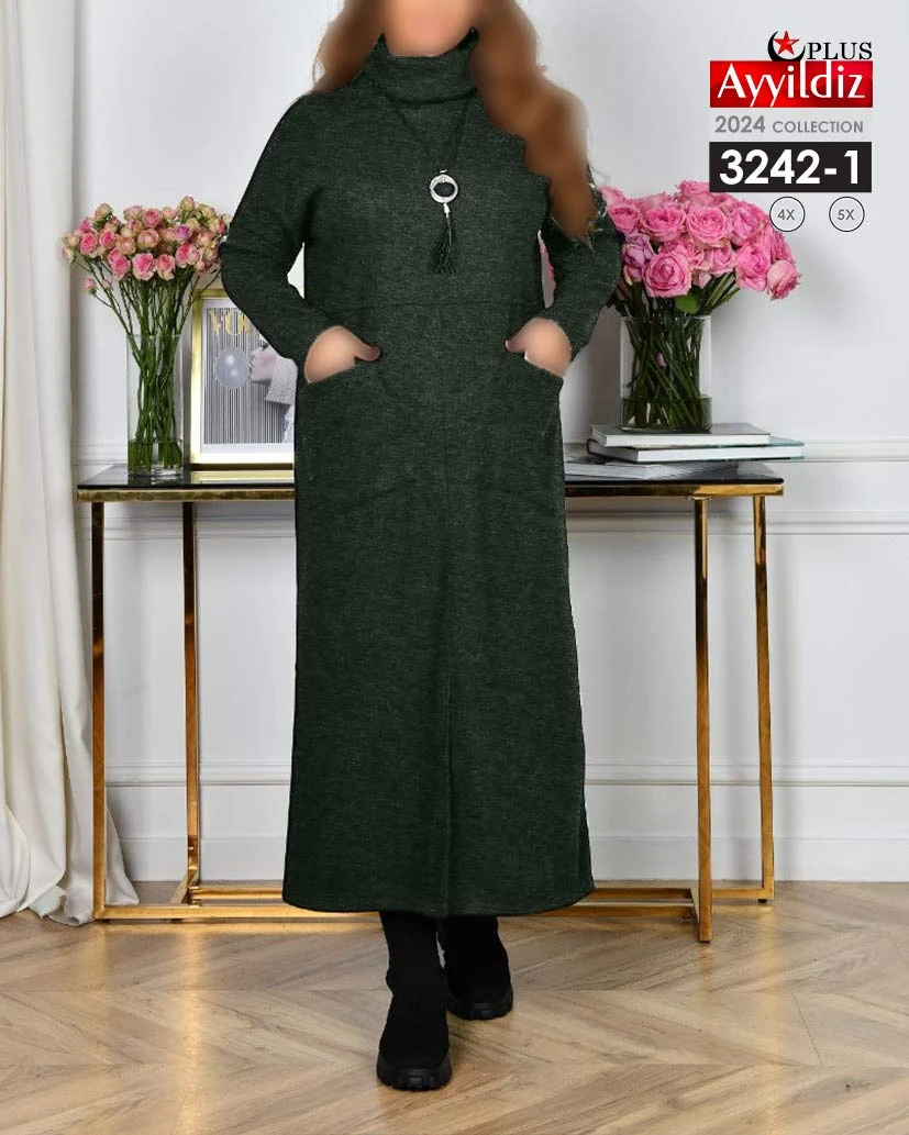پیراهن بلند سایز بزرگ زنانه کد 3242