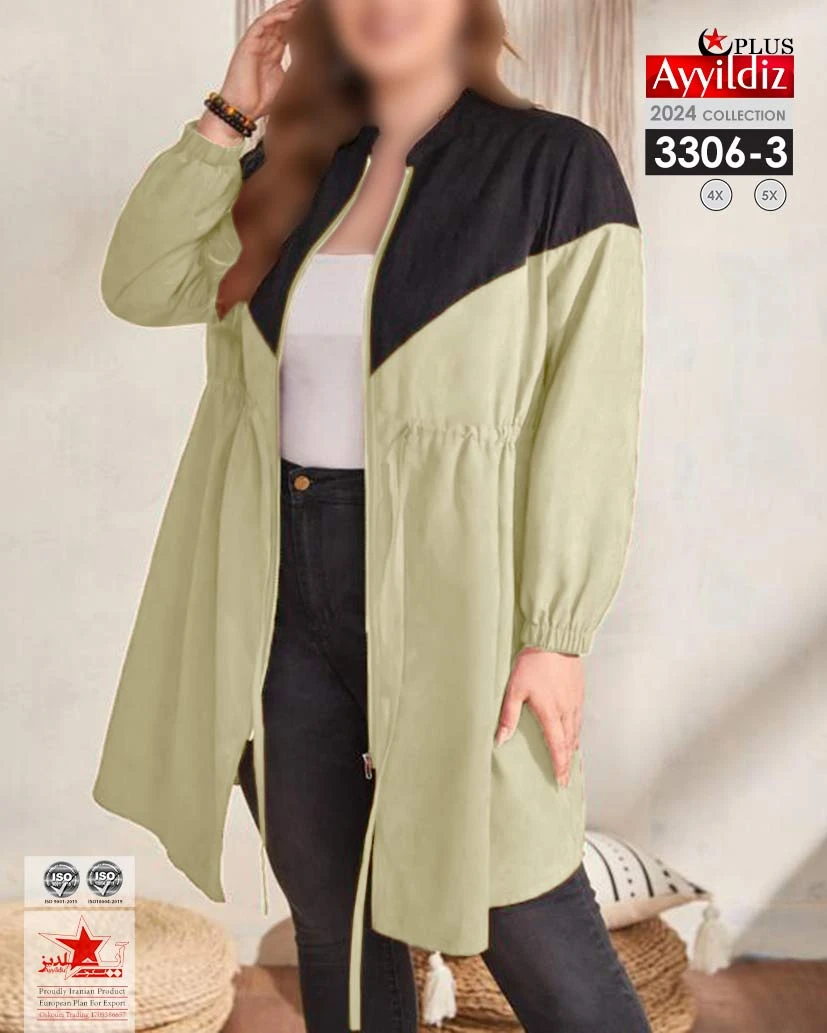 سویشرت مانتویی زنانه سایز بزرگ کد 3306