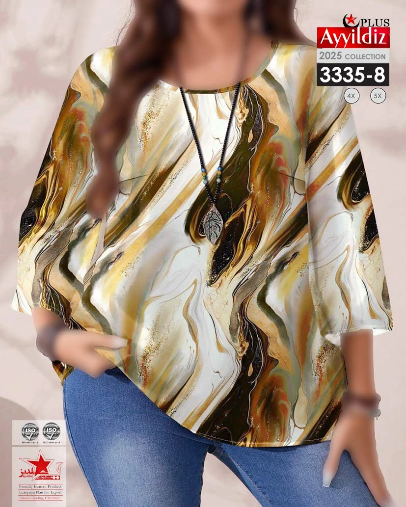 شومیز راحتی سایز بزرگ زنانه کد 3335-8