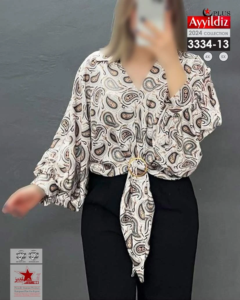 شومیز مجلسی سایز بزرگ زنانه کد 3334-13